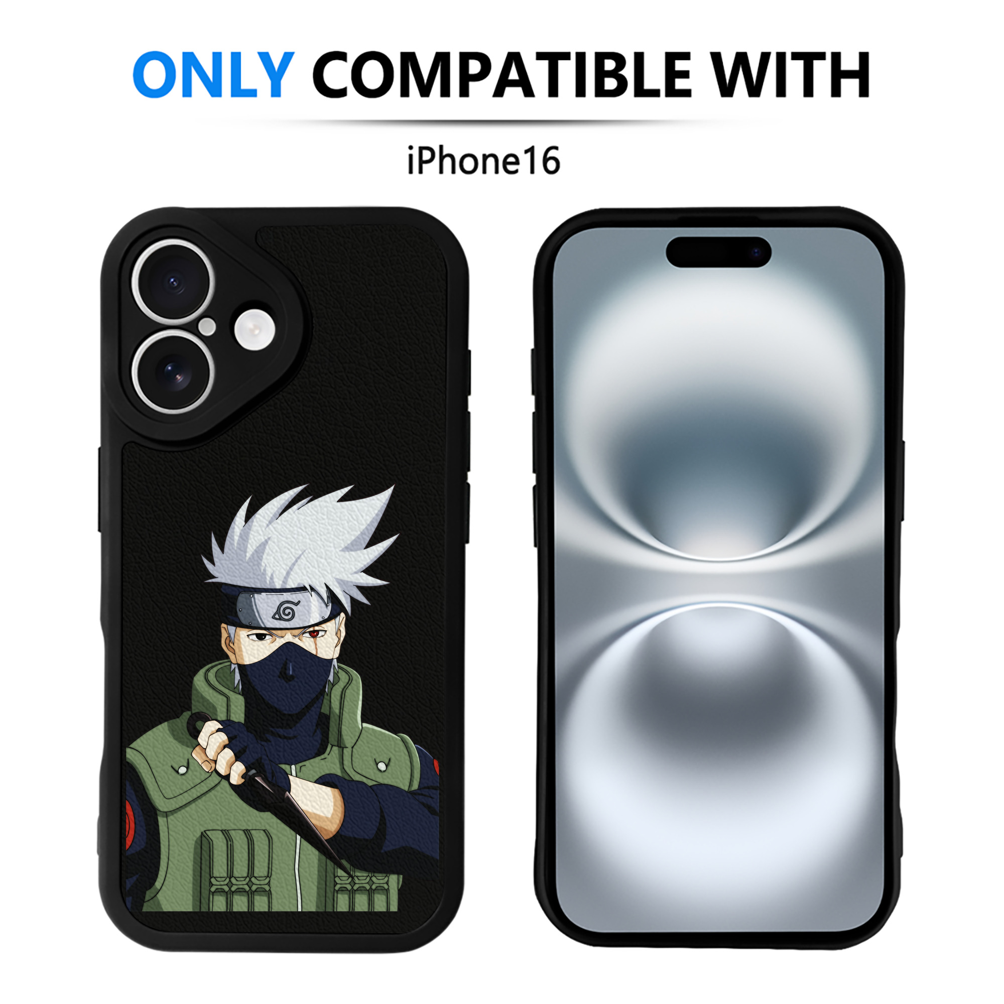 （画像用） NARUTO -ナルト- はたけ カカシ Hatake Kakashi 【iPhone 16シリーズ対応】シリコンスマホケース（レザー調） 材質：シリコン